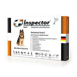 Инспектор капли от внешних и внутренних паразитов для собак весом 25–40&nbsp;кг, 1&nbsp;пипетка