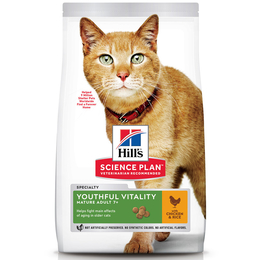 Hill`s SP Mature Adult 7+ Youthful Vitality для пожилых кошек с 7 лет, здоровье кишечника + развитие мозга, курица, 300 г