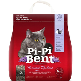 Pi-Pi-Bent «Нежный Прованс», наполнитель комкующийся для кошачьих туалетов, 12 л (5 кг)