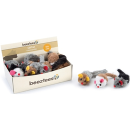Beeztees Мышь-погремушка меховая, набор игрушек для кошек, 5&nbsp;см, 24&nbsp;шт.