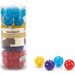 Beeztees Мяч-погремушка сетчатый пластик, набор игрушек для кошек, 4 см, 32 шт.