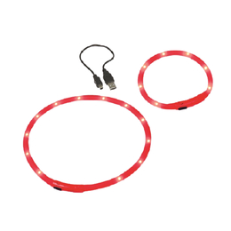 Beeztees ошейник силиконовый светящийся с USB для собак красный, 70х10 см
