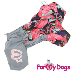 For My Dogs дождевик «Фламинго» серый/розовый для девочек (18)
