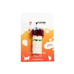 Zoobaloo Мышка сизаль/цилиндр, игрушка-когтеточка для кошек, 10&nbsp;см