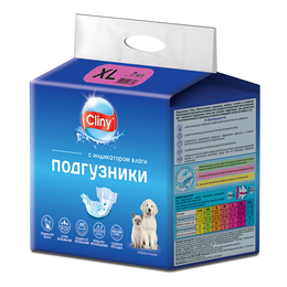 Cliny XL подгузники для собак весом 15–30&nbsp;кг, 7&nbsp;шт.
