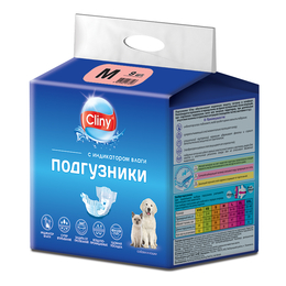 Cliny М подгузники для собак и кошек весом 5–10&nbsp;кг, 9&nbsp;шт