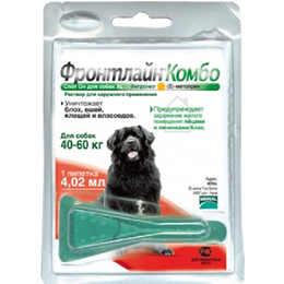 Фронтлайн Комбо для собак весом 40–60&nbsp;кг от блох и клещей, 1&nbsp;пипетка